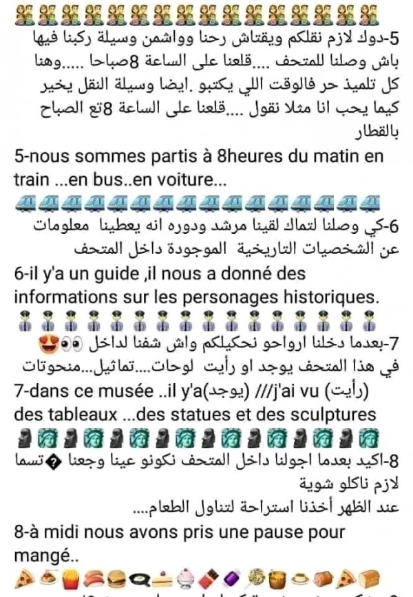 توضيحات حول التعبير عن زيارة لمتحف أو أي مكان آخر بالفرنسية لأبطال السّنة الخامسة تعبير إنتاج كتابي بالفرنسية للسنة الخامسة