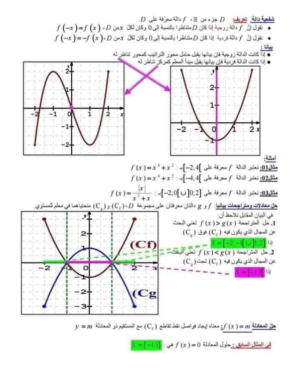 ملخص رياضيات اولى ثانوي الفصل الثاني pdf  تمارين دروس رياضيات أولى ثانوي علمي مرفقة بالحل